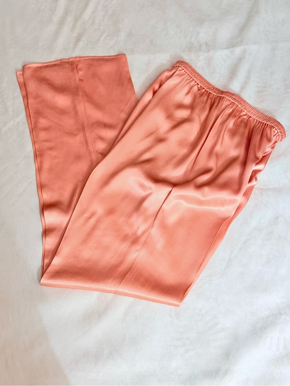 LAPOINTE Peach Fine Textured Satin Wide Leg Pants MD High Rise $690 Luxury Flowy - Picture 9 of 16